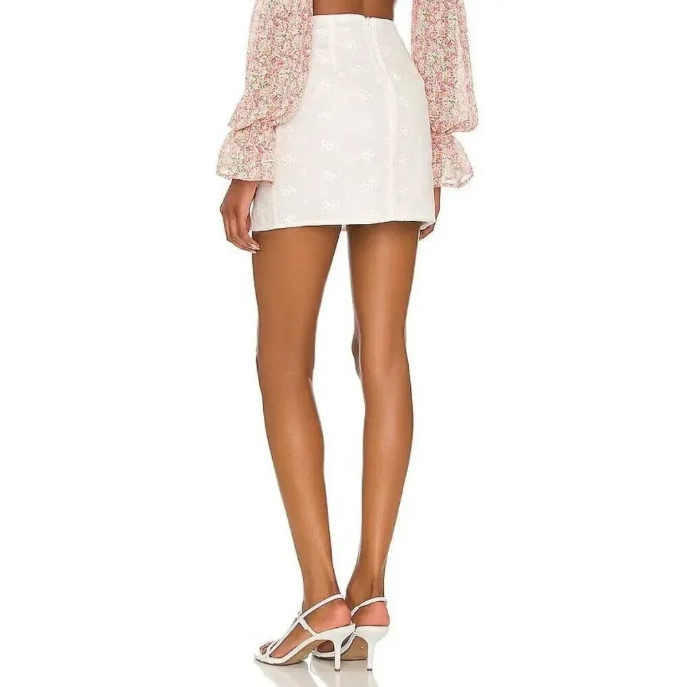 More To Come Samantha Eyelet White Mini Skirt XL FLAWS
